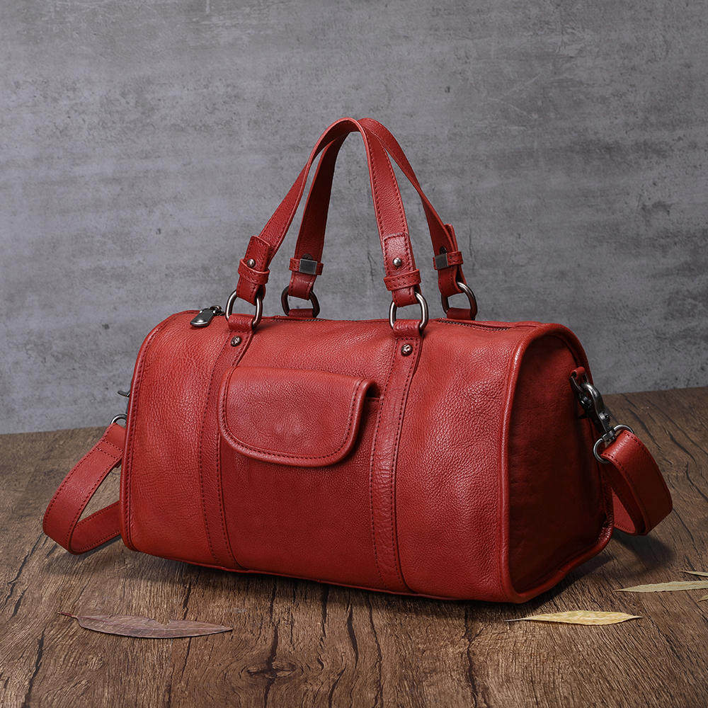 真皮女2020新款日系简约波士顿包 复美女士包袋