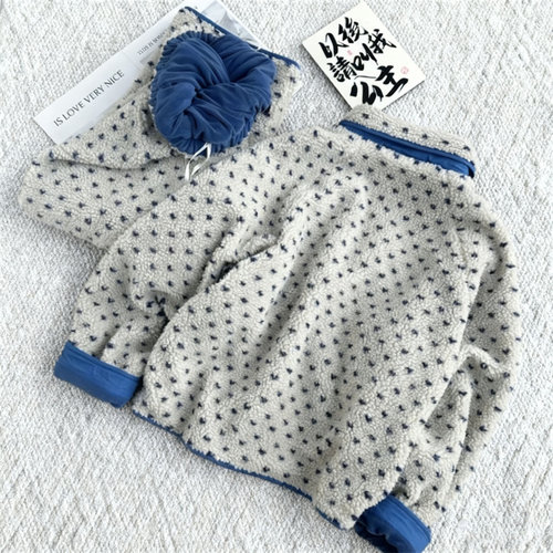 时尚复古翻领满印爱心双面可穿居家服珊瑚绒睡衣两件套女秋冬新款 - 图2