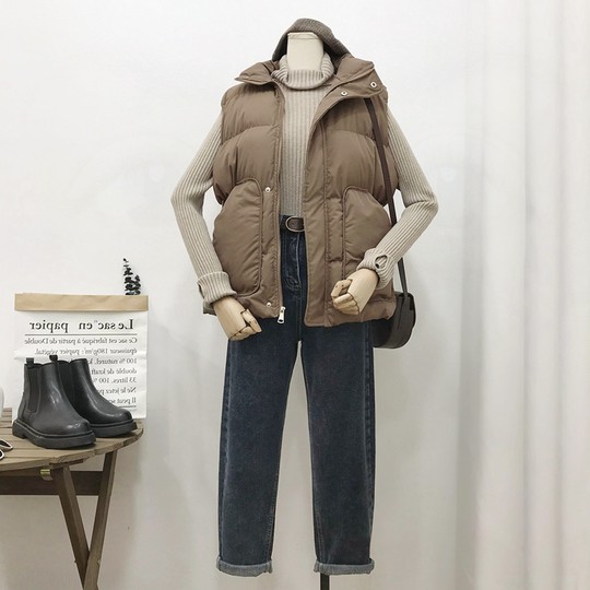 羽绒棉马甲女显瘦洋气2025新款时尚秋冬立领马夹收腰百搭无袖坎肩