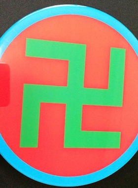 18公分江氏版黄红蓝绿黑五色太极八卦贴万字福传统工艺品摆件补角