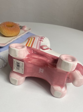 大厂订单 少女高颜值陶瓷滑轮靴子花瓶桌面收纳摆件创意个性水杯