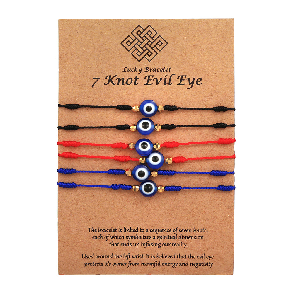 2022 New 6pcs/set Lucky Turkish Evil Eye Braided Bracelet - 图3