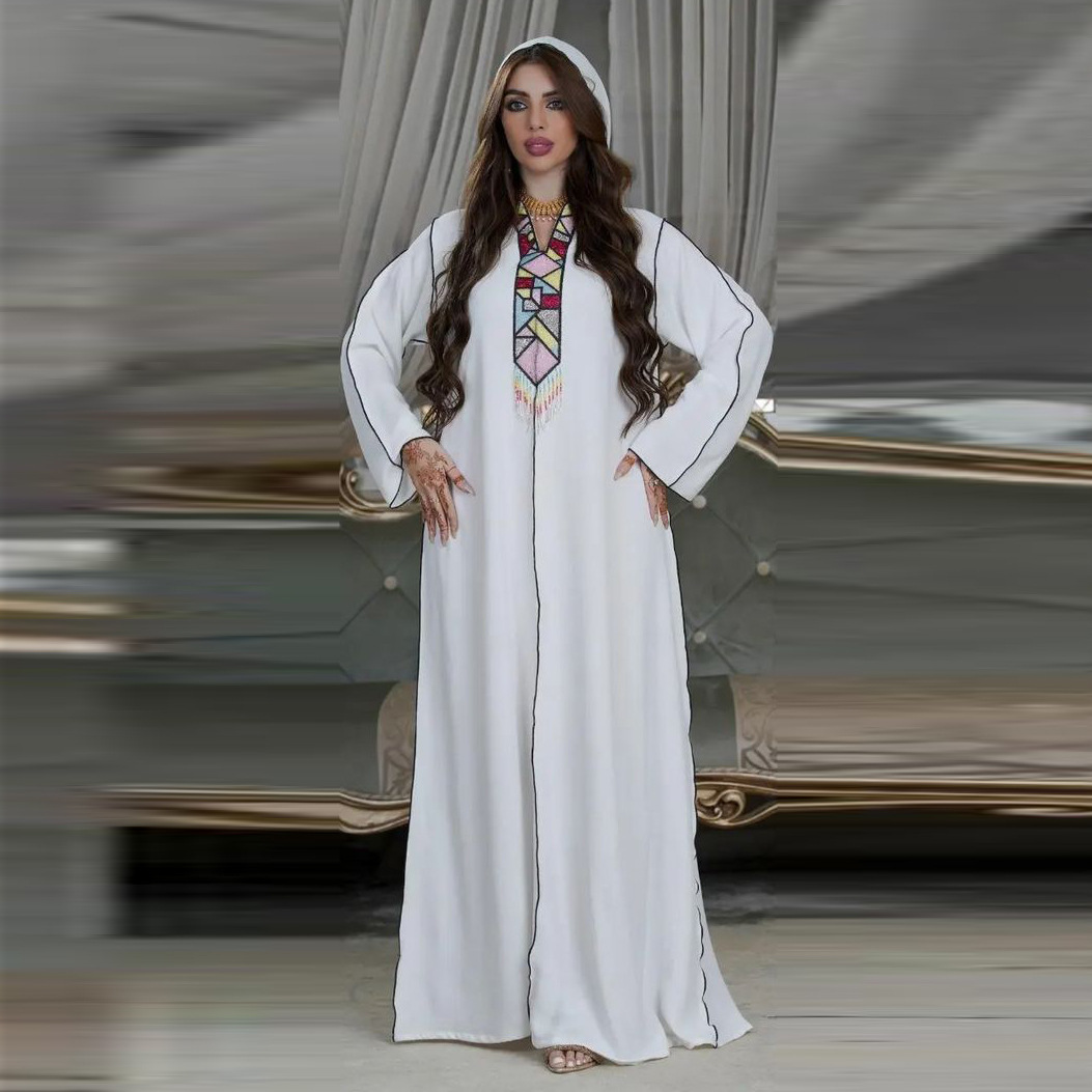 Women's Middle East Handmade Beaded robe dress 连衣裙长袍女 - 图2