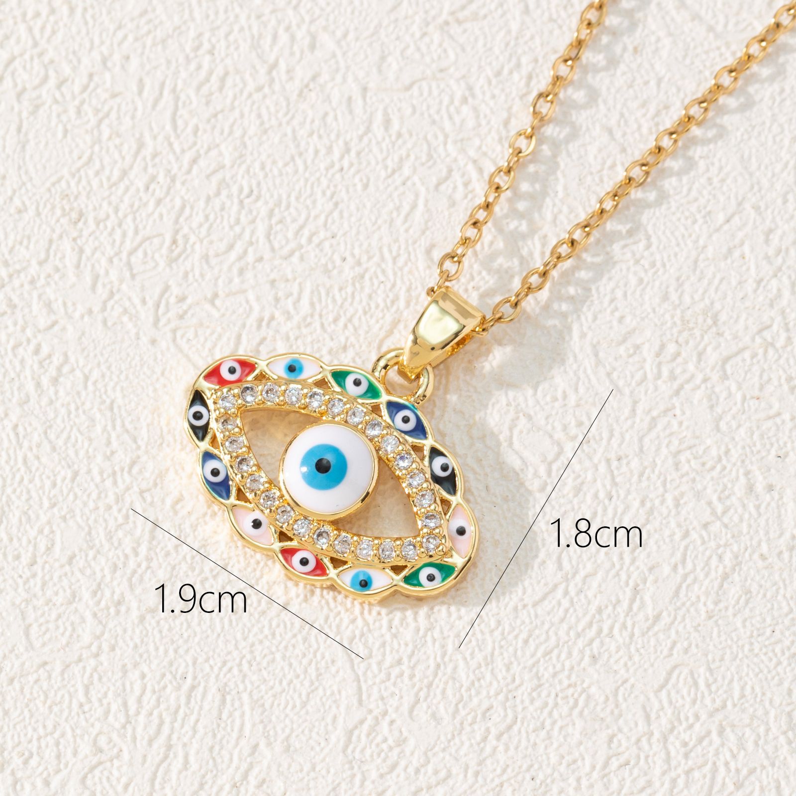 欧美时尚滴油锆石眼睛项链锁骨链 Fashion Eye Pendant Necklace-图1