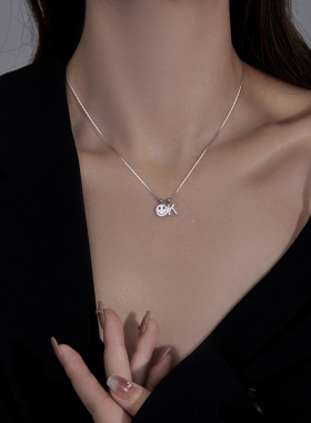 【S925银】笑脸字母K项链