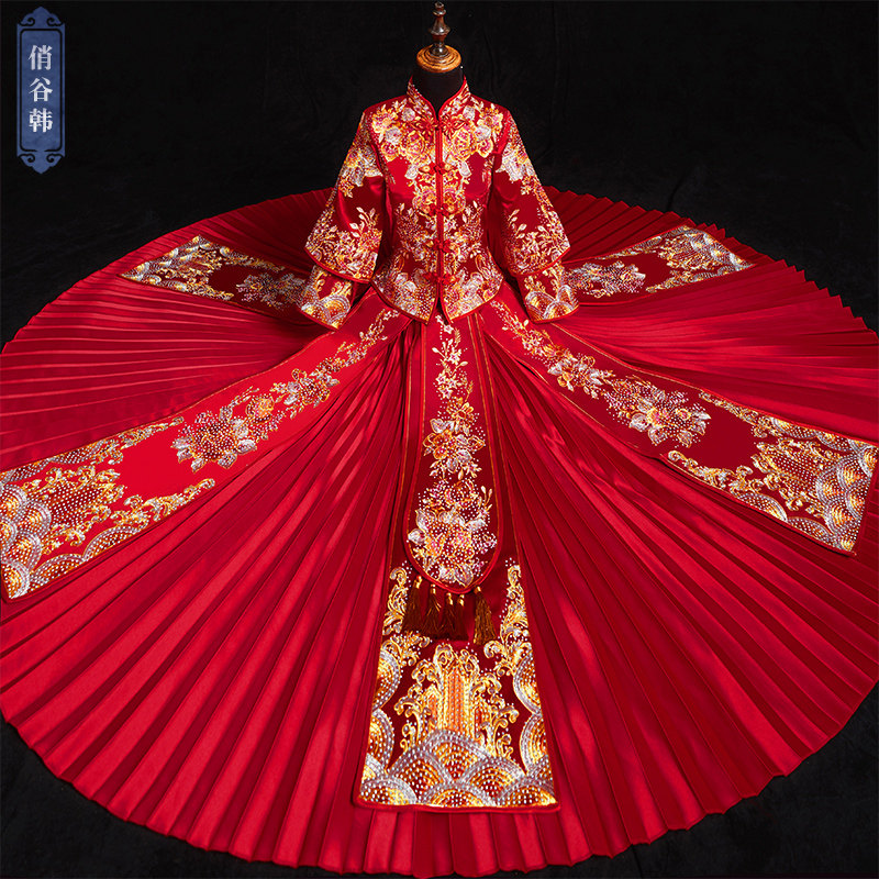 秀禾服2020新款结婚新娘复古红婚纱 俏谷韩旗袍