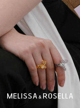 女铜镀金锆石轻奢小众蝴蝶戒指