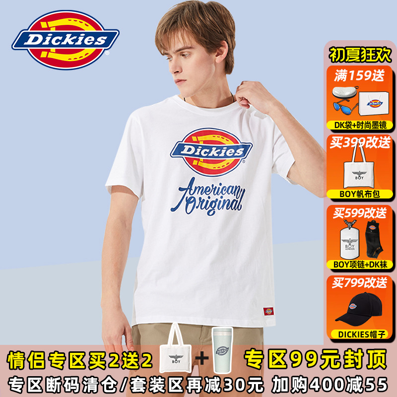 Dickies短袖t恤男宽松潮牌印花情侣装圆领纯棉半袖2024春夏新品-图0