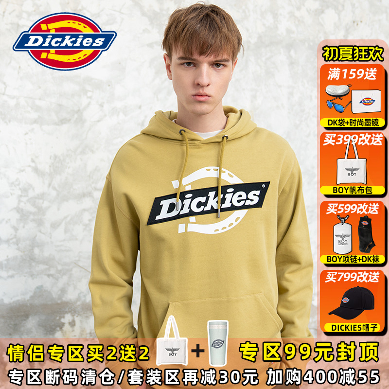 Dickies帽衫男撞色拼接连帽情侣款卫衣春装新品毛圈布上衣宽松男 - 图0