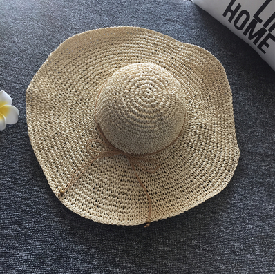 韩国出游沙滩大檐草帽韩版夏天海边可折叠遮阳帽子女士防晒太阳帽
