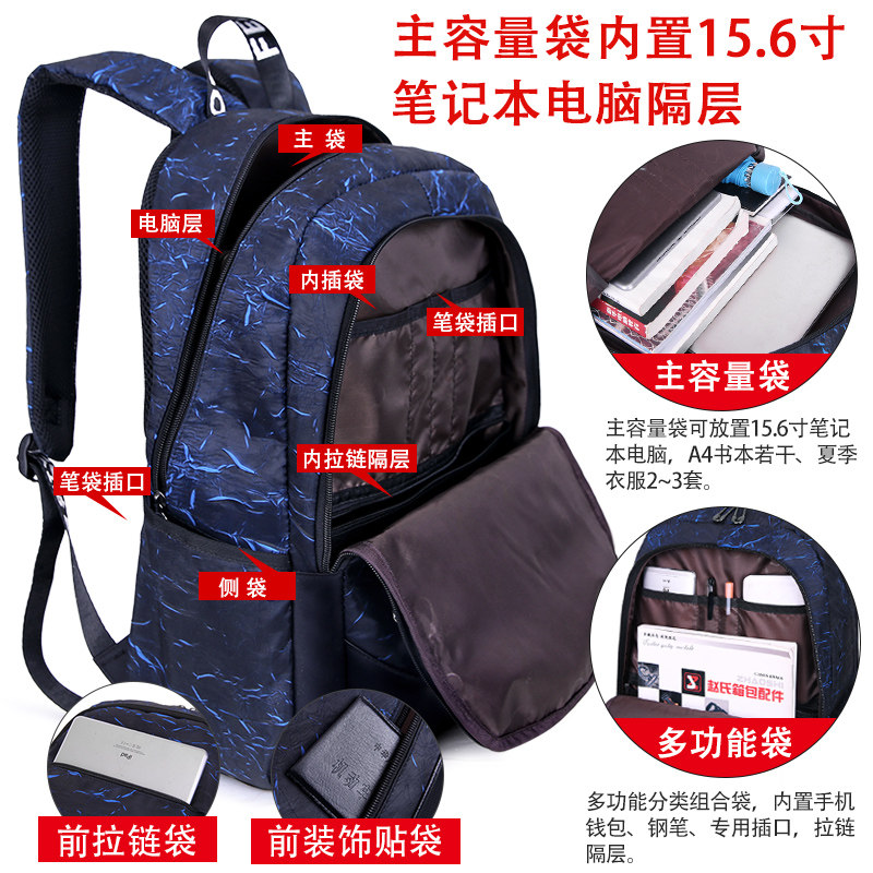 男初中小学生潮流校园韩版双肩包 绅狐双肩背包