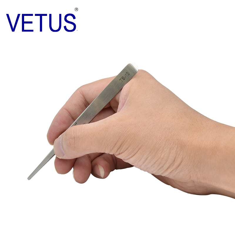 VETUS 不锈钢高精密镊子TS-13（120mm）防磁防酸镊子 钟表维修美 - 图1