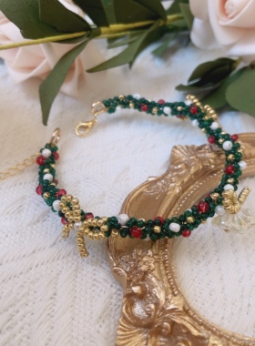 【欢度圣诞】原创设计圣诞款手工串珠手镯耳饰