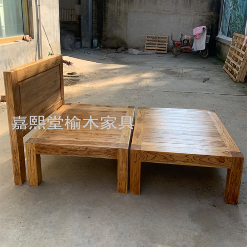 北方老榆木1.2米全实木单人双人床简约现代经济型大床新款架子床 - 图3