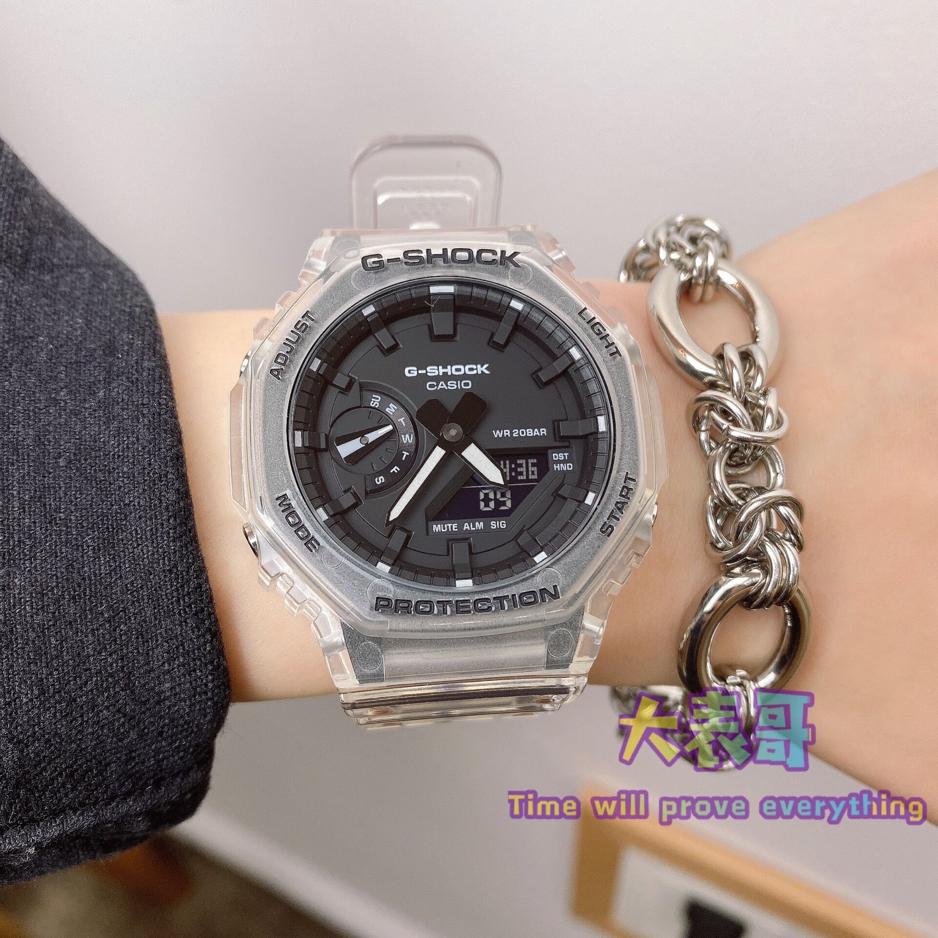 卡西欧G-SHOCK八角形碳纤维运动防水男女手表GA-2100-1/4A 2110ET