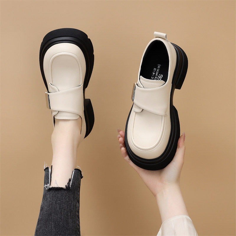 欧货英伦风小皮鞋女2025早秋新款女鞋子学院风单鞋增高厚底乐福鞋 - 图0