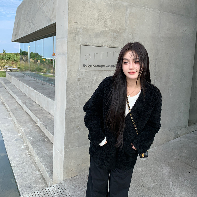 alex stevens 颗粒绒羊羔毛短款外套女冬季加厚宽松毛毛外套皮草,淘宝优惠券,粉丝福利购,淘宝优惠卷