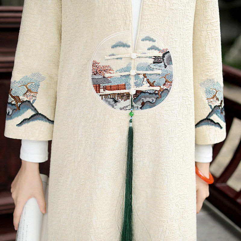 素飞唐装中国风改良复古棉麻汉服 素飞上衣