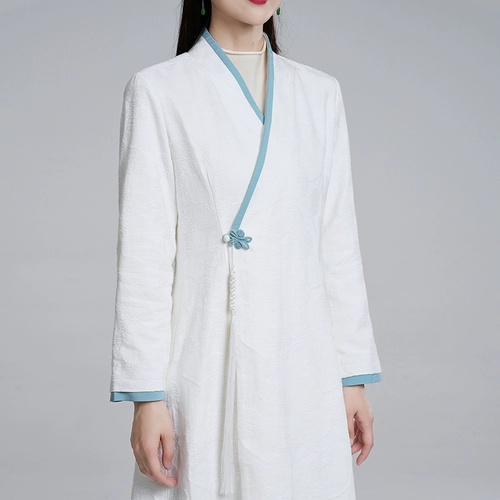 Ханьфу, ретро платье, весенняя куртка, из хлопка и льна, китайский стиль