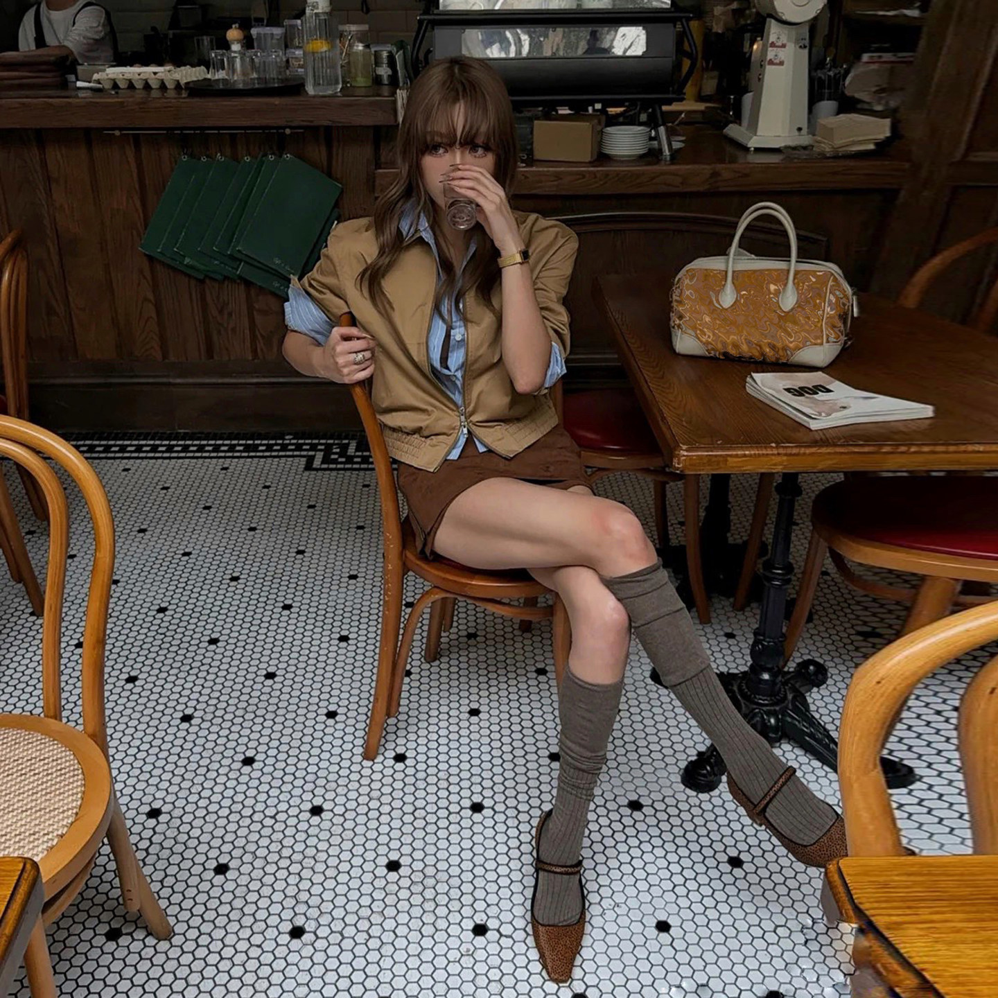 WEEKEEP 老钱风假两件复古拼接撞色衬衫夹克女休闲百搭收腰短外套,淘宝优惠券,粉丝福利购,淘宝优惠卷