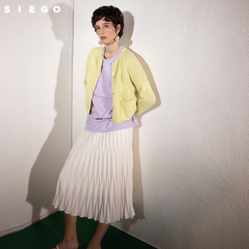 Siego西蔻A字日常度假通勤手工立体褶压褶百褶伞裙64512504 - 图2