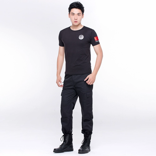 Летняя хлопковая черная футболка, униформа для работы, короткий рукав, делается под заказ