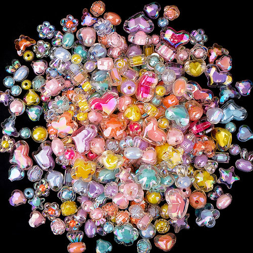 电镀镭射珠子手工diy材料散珠水晶串珠彩色儿童手链可爱饰品配件 - 图0