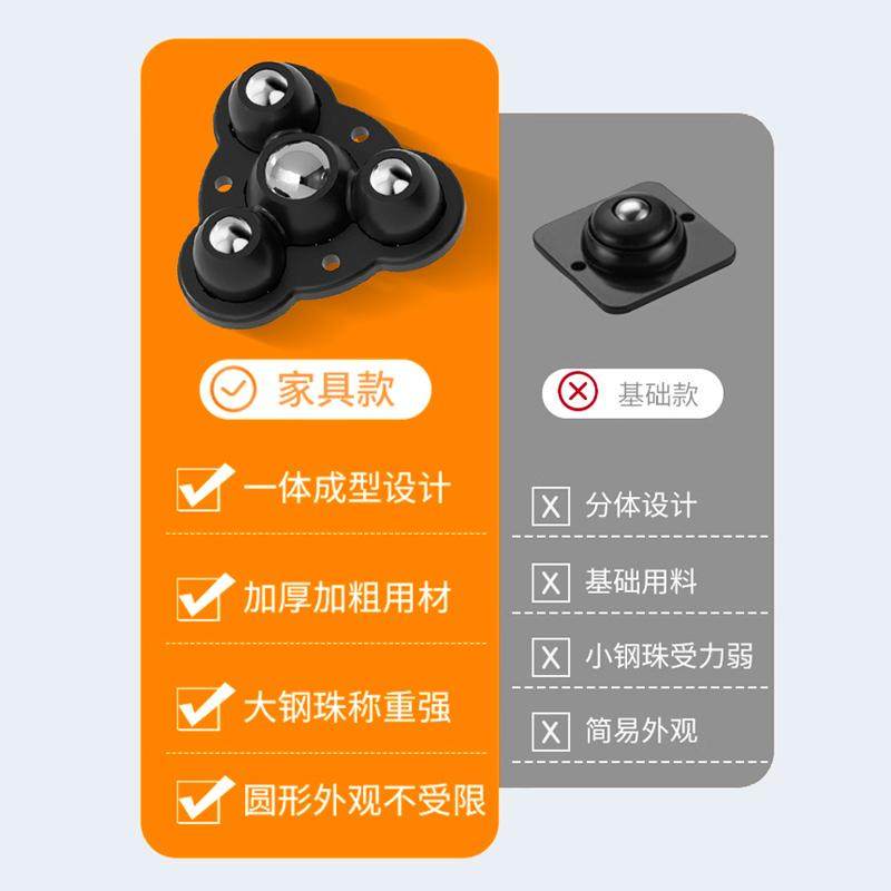 家具移动神器滚珠静音万向轮钢珠免打孔移动轮粘贴式轻物滑轮,淘宝优惠券,粉丝福利购,淘宝优惠卷