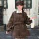 Autumn and winter 2025 great-looking double-sided woolen coat for small women French style lace-up lantern sleeve windbreaker dress