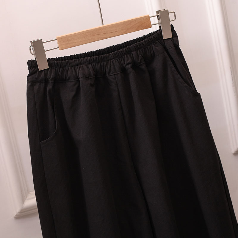 复古日韩系松紧腰蕾丝花边工装阔腿裤女哈伦裤休闲裤百搭显瘦大码,淘宝优惠券,粉丝福利购,淘宝优惠卷