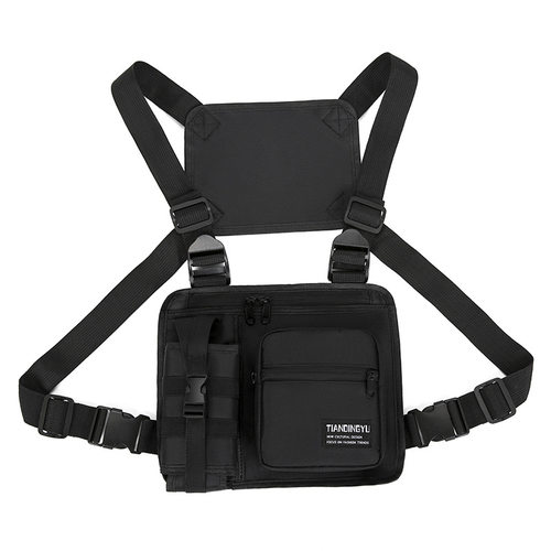 户外出行马甲背心包男士军迷战术野营胸包便携放手机水杯一体包 - 图3