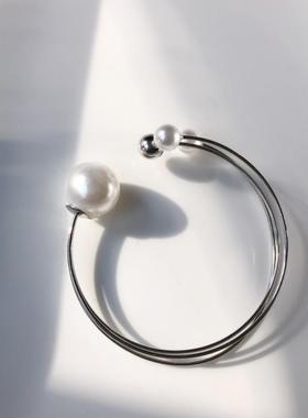 日韩风仿珍珠戒指学生森系手镯