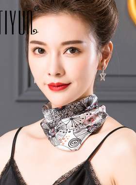 缇蕴夏季真丝珍珠吊坠方巾女丝巾