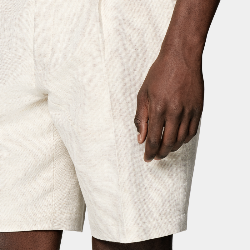 SUITSUPPLY秋砂砾色棉亚麻混纺锥型阔腿男士短裤,淘宝优惠券,粉丝福利购,淘宝优惠卷