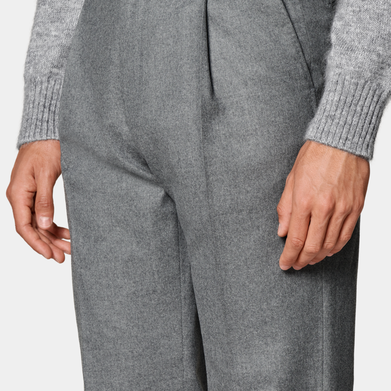 SUITSUPPLY浅灰色羊毛山羊绒混纺阔腿直筒男长裤,淘宝优惠券,粉丝福利购,淘宝优惠卷