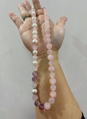 新中式国风原创设计小众天然粉水晶紫水晶珍珠多宝水晶项链