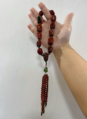 新中式国风原创设计天然南红玛瑙昭通包浆随型流苏手持手串编绳