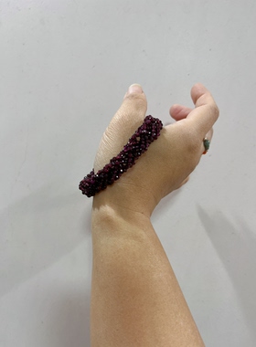 新中式国风原创设计天然紫牙乌石榴石麻花结磁吸扣手串手链