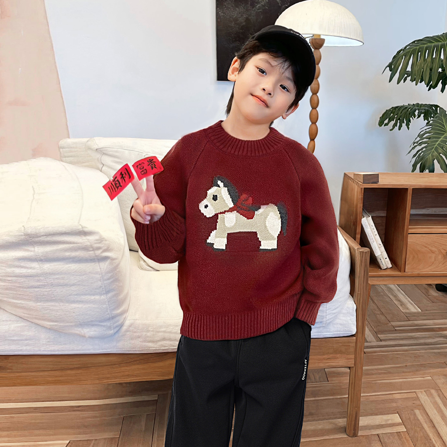 12月10日晚八点上新霖霖妈童装儿童毛衣冬季2025男童马年针织衫 - 图3