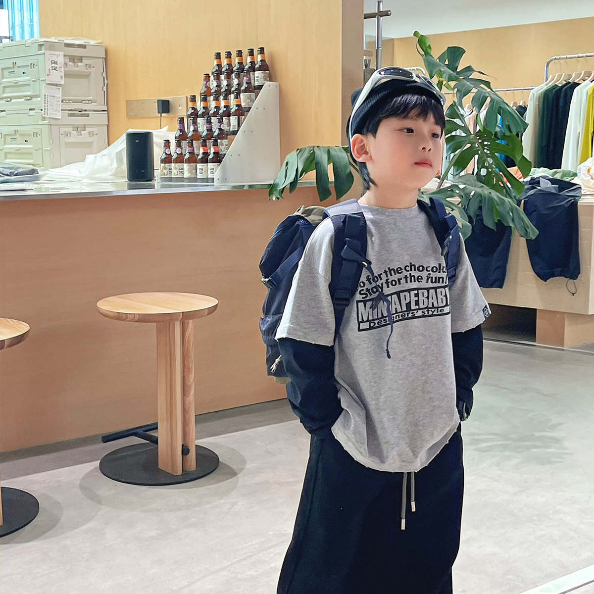 霖霖妈童装儿童长袖T恤男童春装2025新款假两件打底衫春秋男宝宝,淘宝优惠券,粉丝福利购,淘宝优惠卷