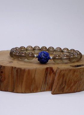 天然灰月光青金石龙珠