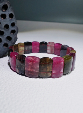 宝精品巴西老矿碧玺西瓜碧玺手链