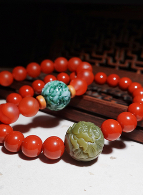 原创南红玛瑙保山料柿子红手链