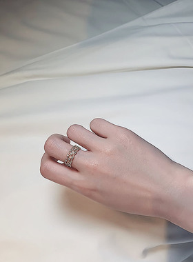 简约冷淡风网状镂空戒指女时尚