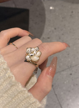 山茶花戒指女ins高级感小众指环