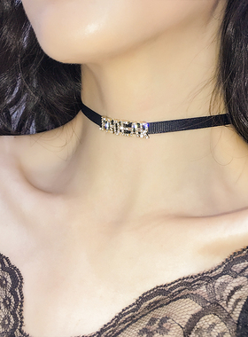 字母颈链项圈短款蹦迪脖子饰品