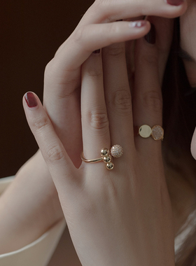 ins微镶精致潮网红小众开口戒指