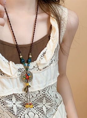 长款编绳项链女小众独特流苏配饰