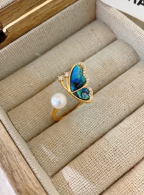 蝴蝶开口戒指女小众设计食指