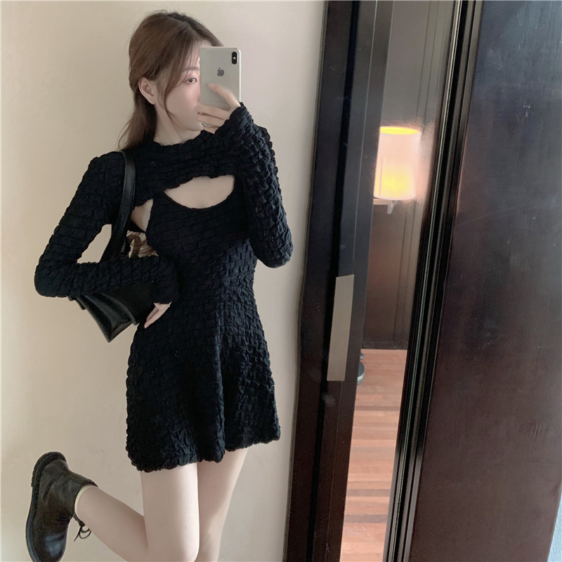 2020早秋冬装新款防晒长袖女连衣裙 可爱红颜短外套